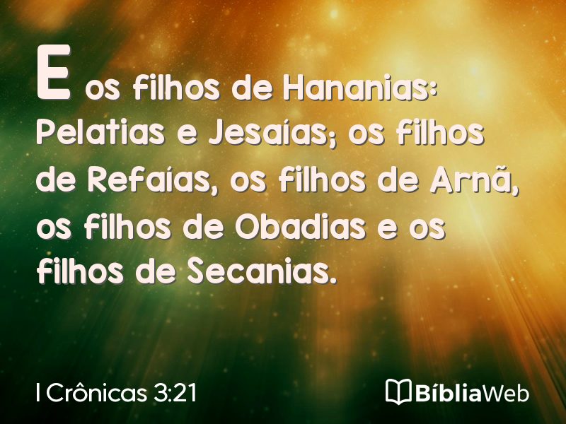 I Crônicas 3:21 em imagem para compartilhar