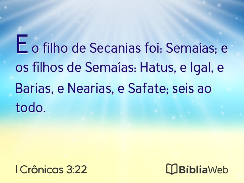 I Crônicas 3:22 em imagem para compartilhar