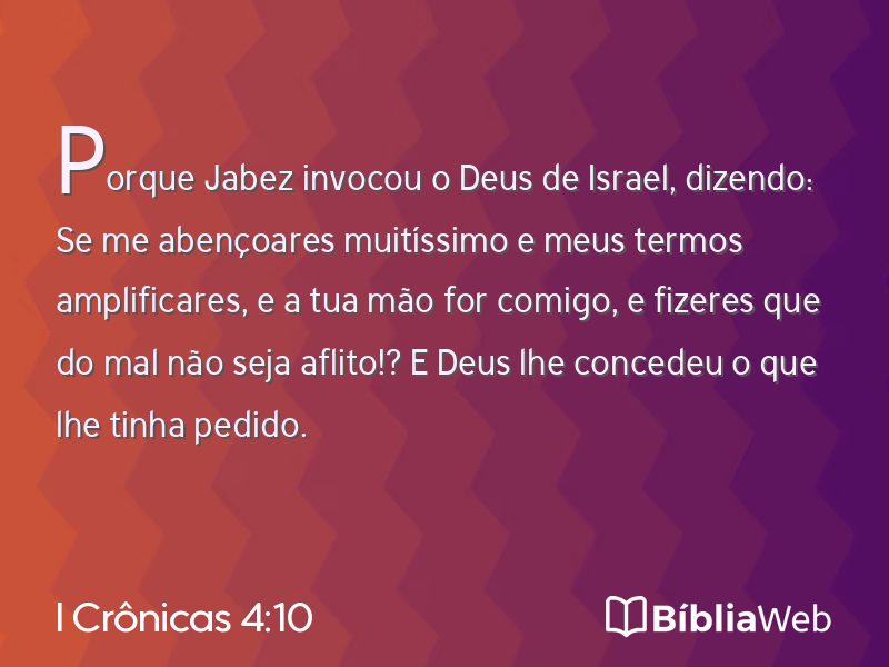 I Crônicas 4:10 em imagem para compartilhar