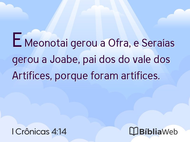 I Crônicas 4:14 em imagem para compartilhar