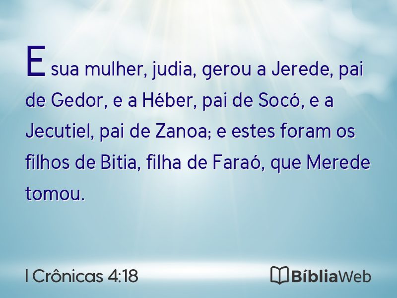 I Crônicas 4:18 em imagem para compartilhar