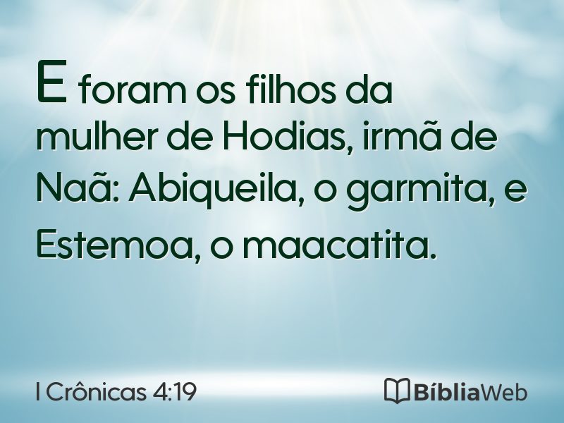 I Crônicas 4:19 em imagem para compartilhar