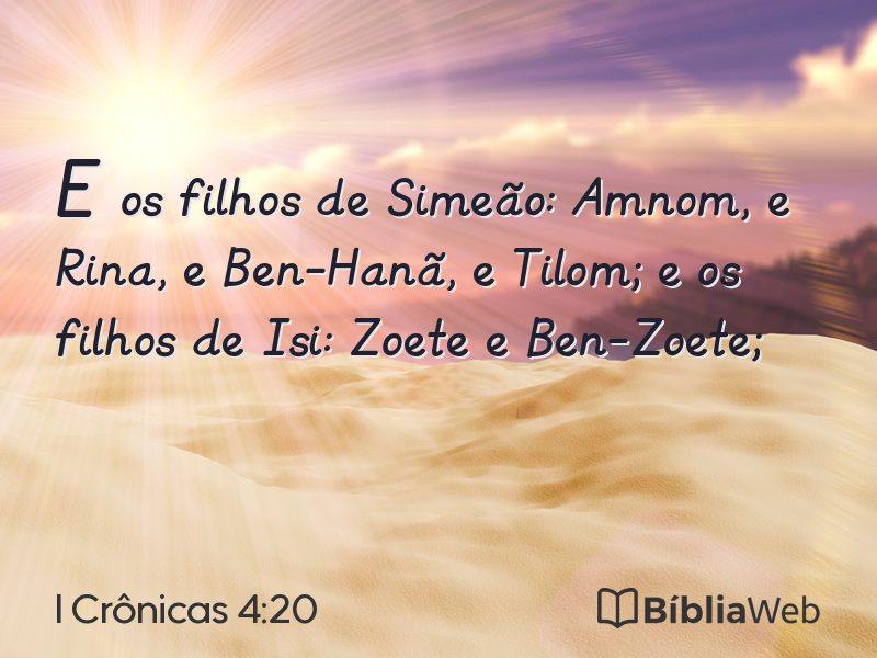 I Crônicas 4:20 em imagem para compartilhar