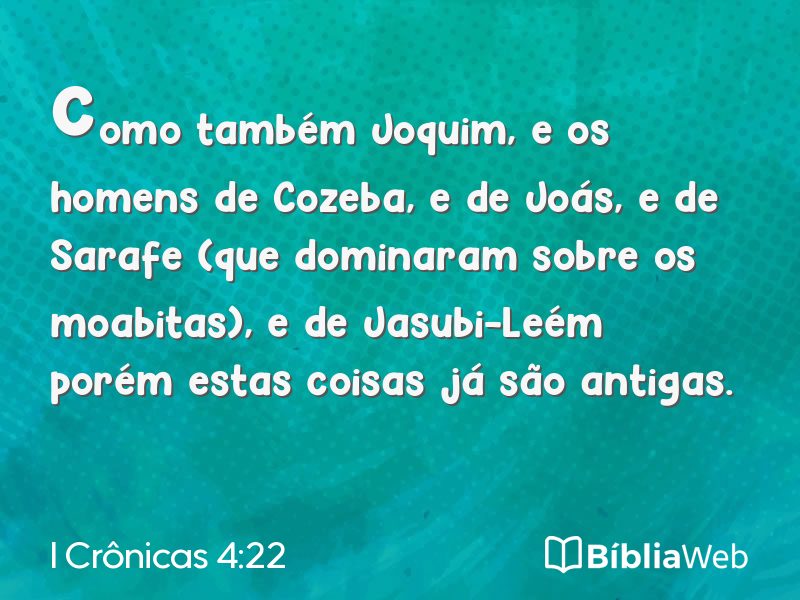 I Crônicas 4:22 em imagem para compartilhar