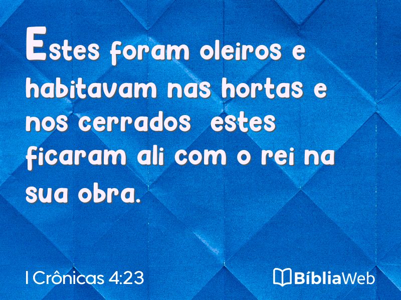 I Crônicas 4:23 em imagem para compartilhar