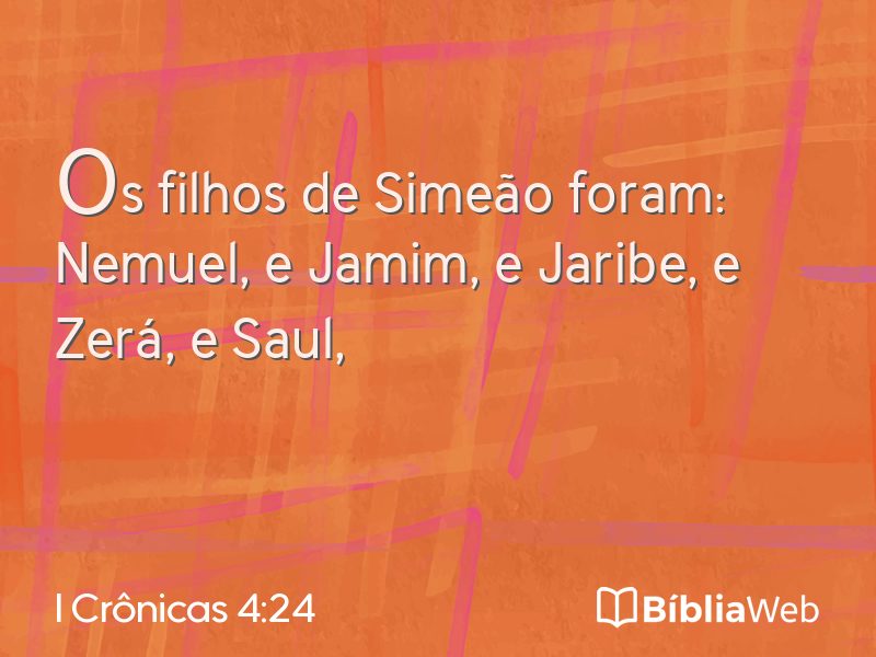 I Crônicas 4:24 em imagem para compartilhar