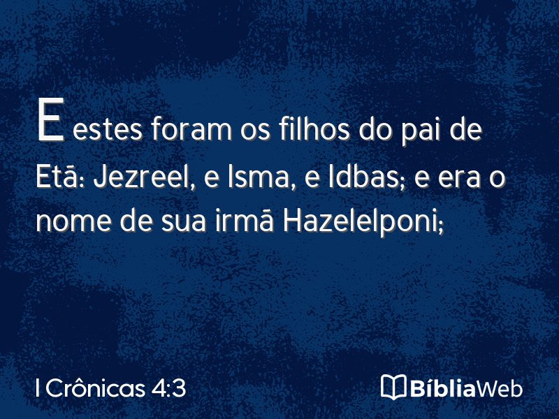 I Crônicas 4:3 em imagem para compartilhar