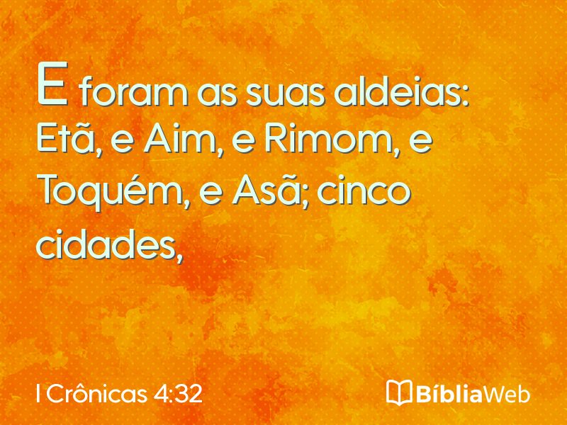 I Crônicas 4:32 em imagem para compartilhar