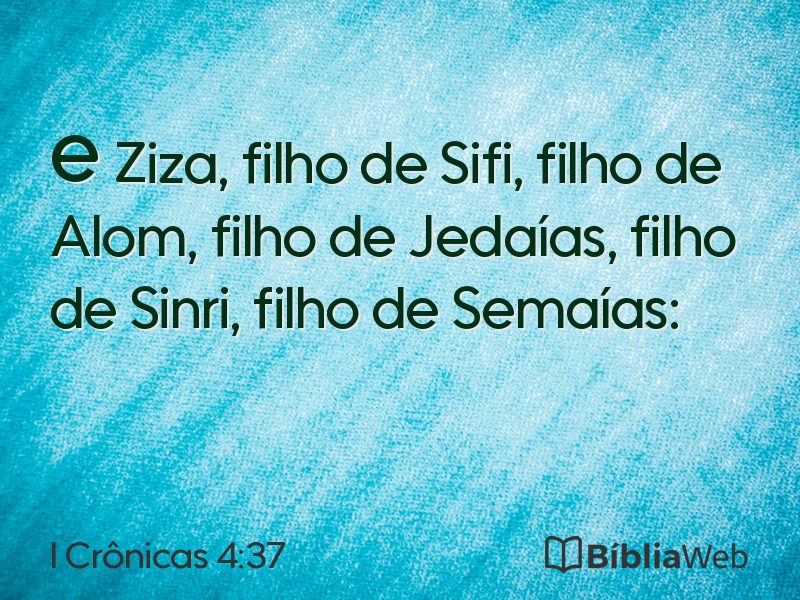 I Crônicas 4:37 em imagem para compartilhar