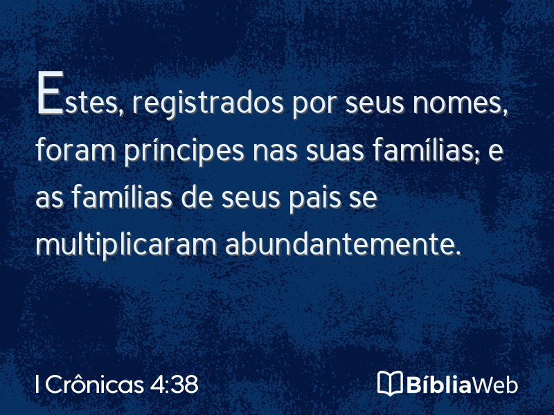 I Crônicas 4:38 em imagem para compartilhar