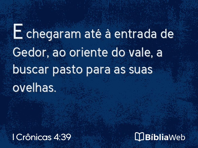 I Crônicas 4:39 em imagem para compartilhar