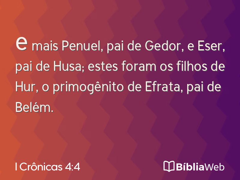 I Crônicas 4:4 em imagem para compartilhar