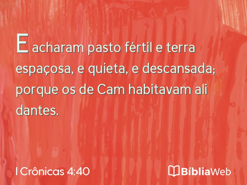 I Crônicas 4:40 em imagem para compartilhar