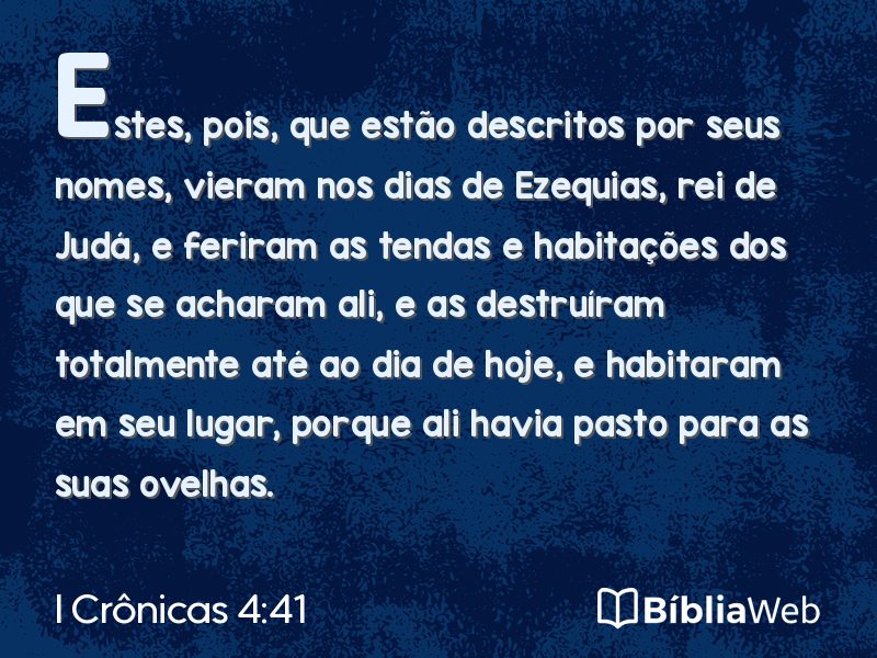 I Crônicas 4:41 em imagem para compartilhar