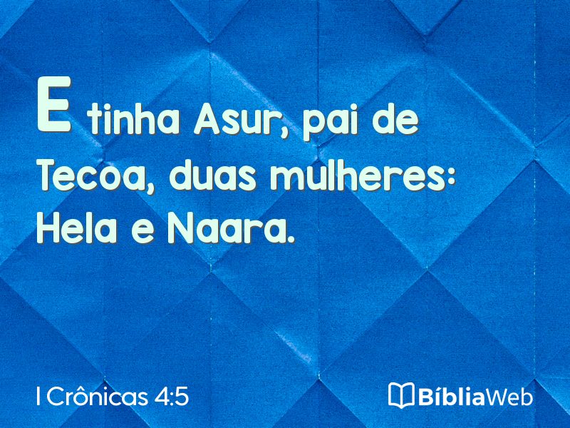 I Crônicas 4:5 em imagem para compartilhar