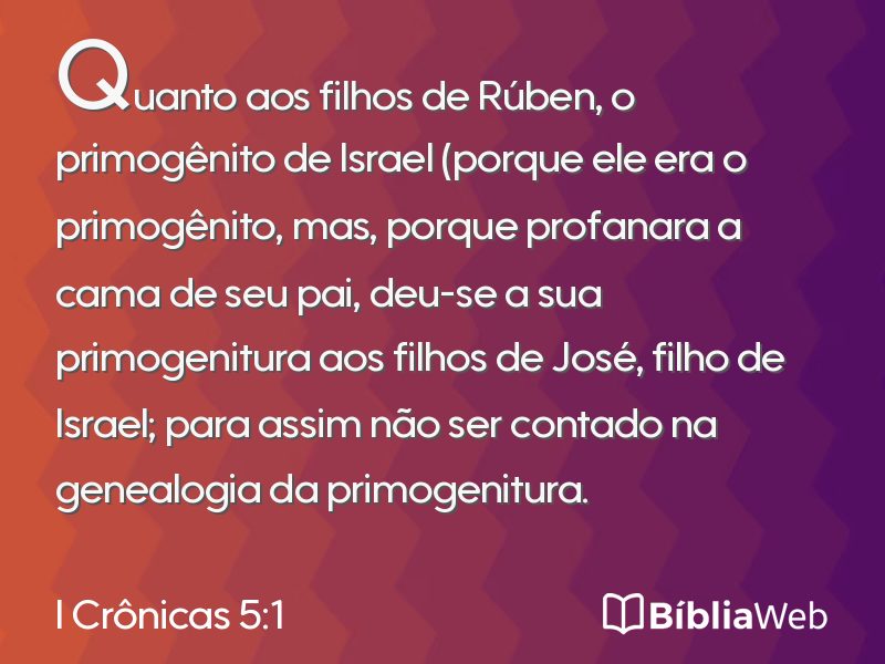 I Crônicas 5:1 em imagem para compartilhar