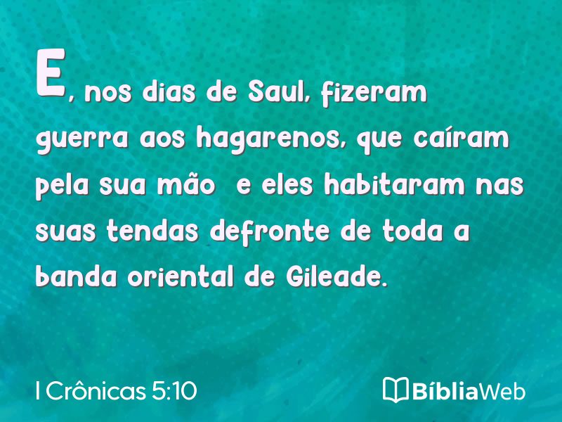 I Crônicas 5:10 em imagem para compartilhar