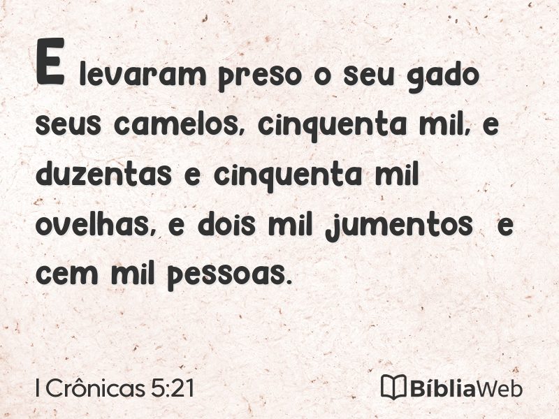 I Crônicas 5:21 em imagem para compartilhar