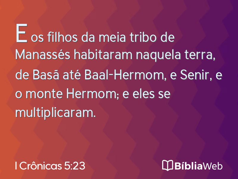 I Crônicas 5:23 em imagem para compartilhar