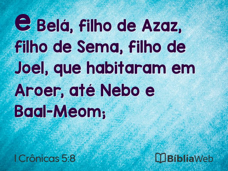I Crônicas 5:8 em imagem para compartilhar
