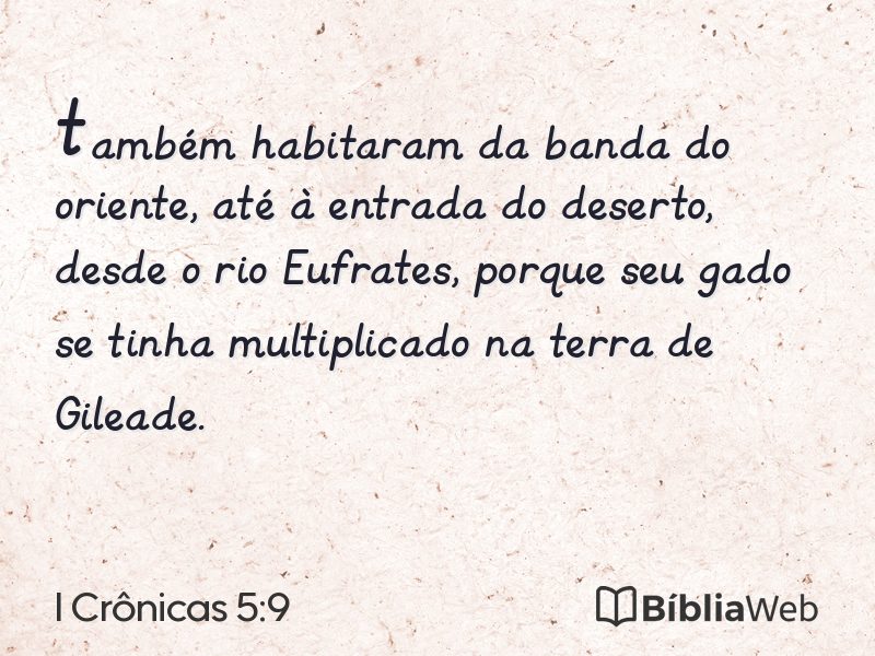 I Crônicas 5:9 em imagem para compartilhar