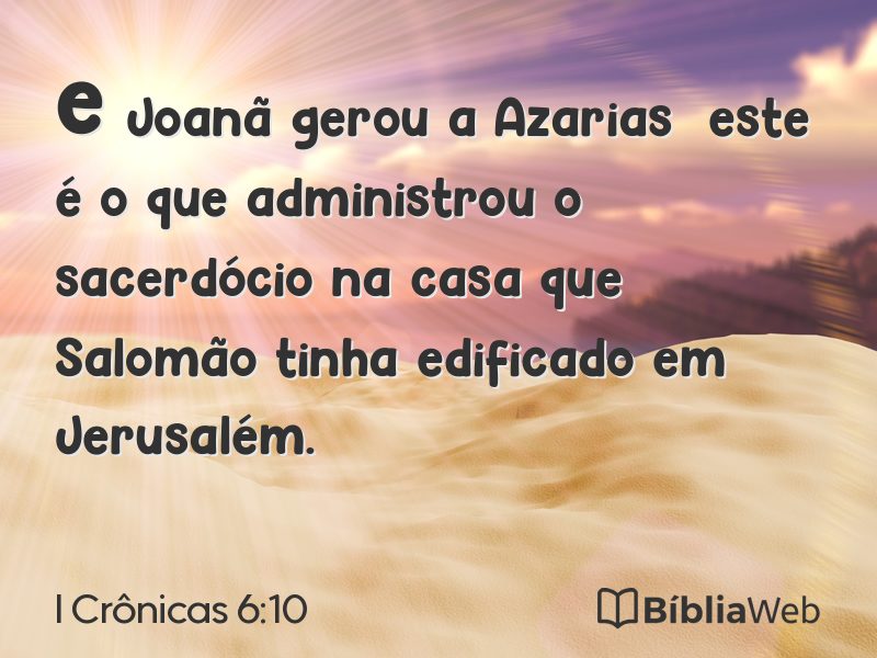I Crônicas 6:10 em imagem para compartilhar
