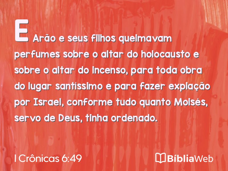 I Crônicas 6:49 em imagem para compartilhar