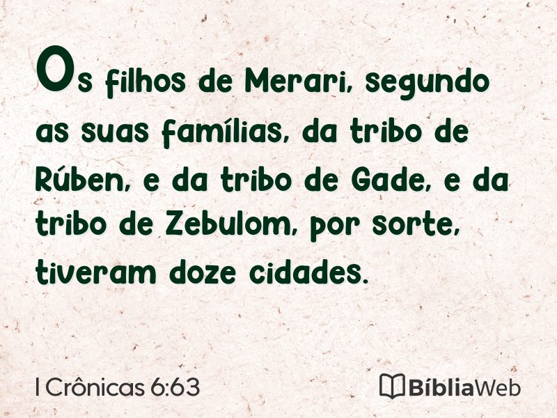 I Crônicas 6:63 em imagem para compartilhar