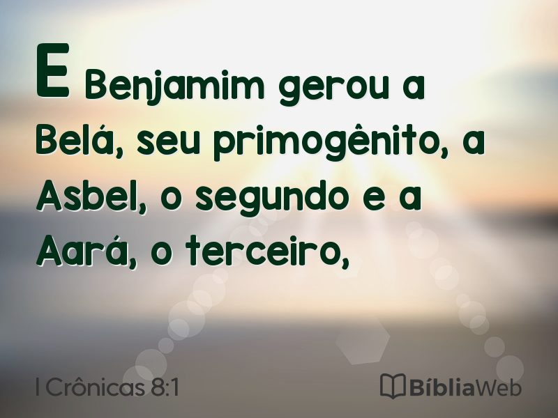 I Crônicas 8:1 em imagem para compartilhar
