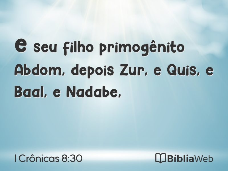 I Crônicas 8:30 em imagem para compartilhar