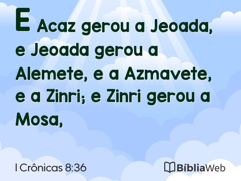 I Crônicas 8:36 em imagem para compartilhar
