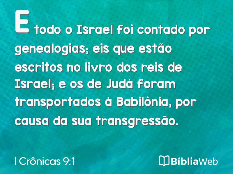 I Crônicas 9:1 em imagem para compartilhar