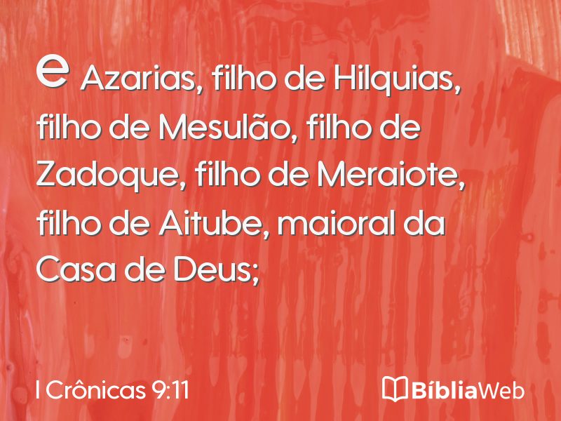I Crônicas 9:11 em imagem para compartilhar