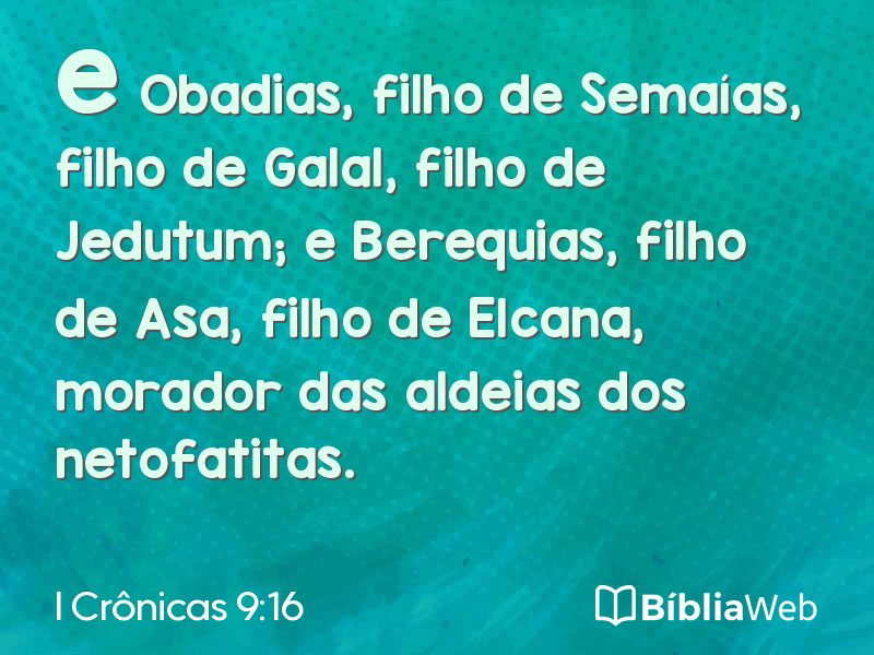 I Crônicas 9:16 em imagem para compartilhar