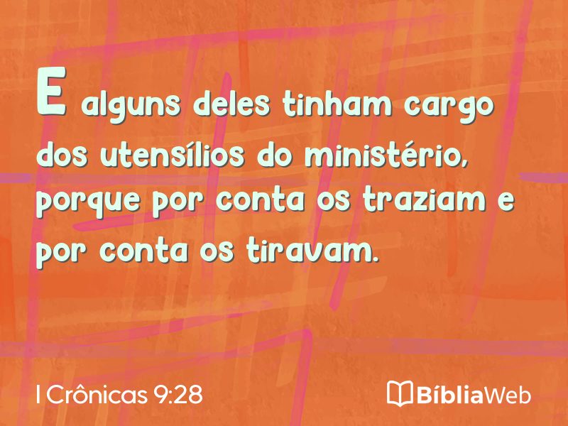 I Crônicas 9:28 em imagem para compartilhar