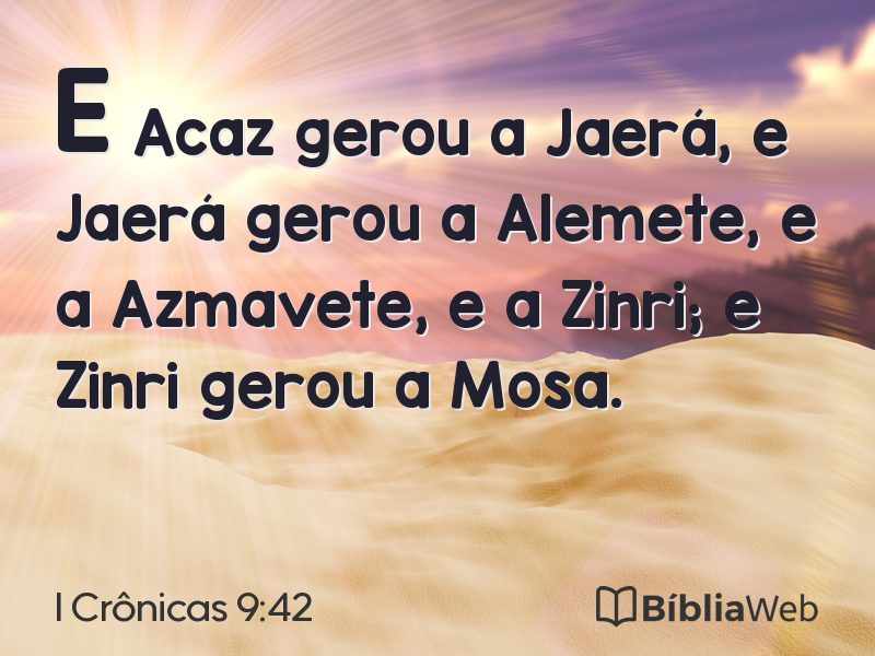 I Crônicas 9:42 em imagem para compartilhar