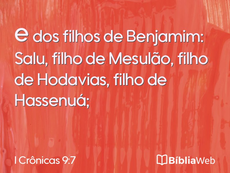 I Crônicas 9:7 em imagem para compartilhar