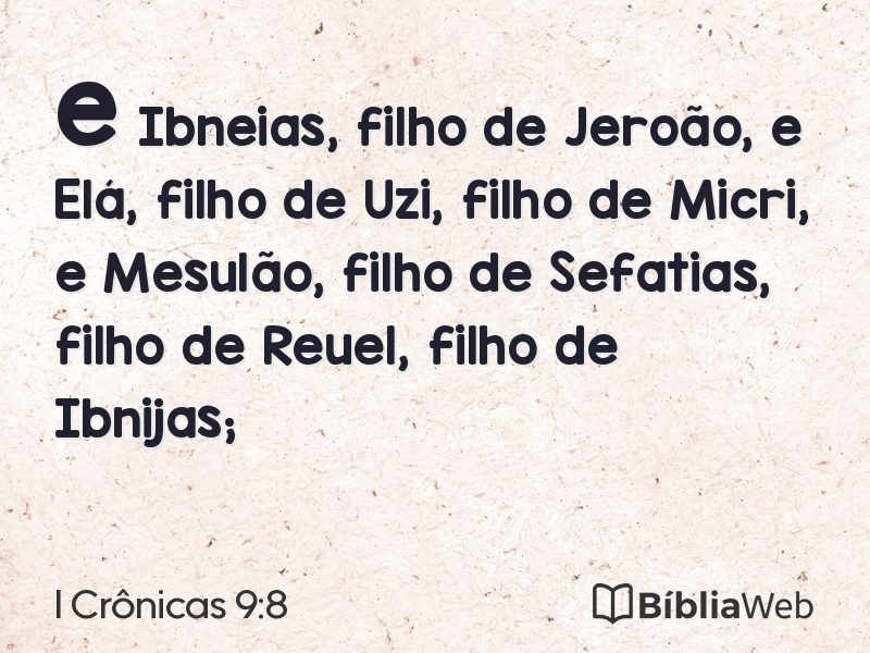 I Crônicas 9:8 em imagem para compartilhar