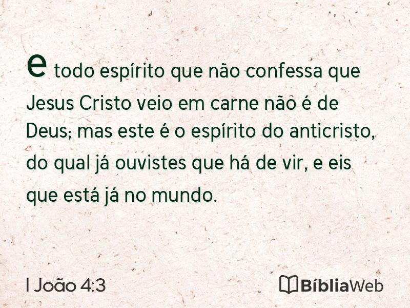 I João 4:3 em imagem para compartilhar