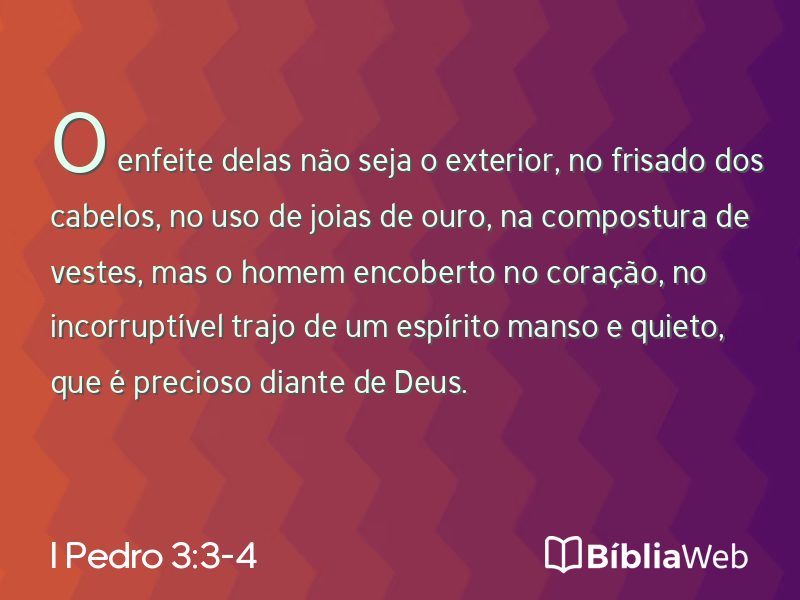 I Pedro 3:3-4 em imagem para compartilhar