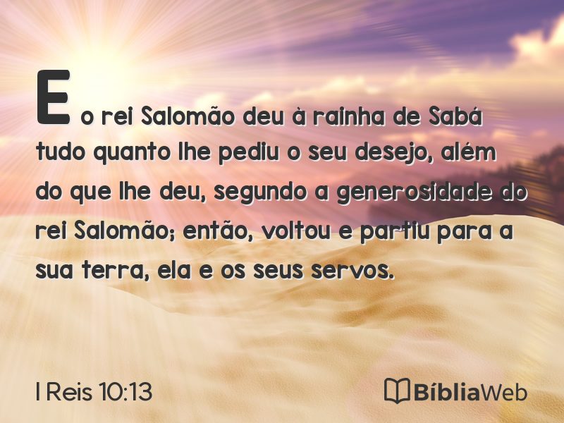 I Reis 10:13 em imagem para compartilhar