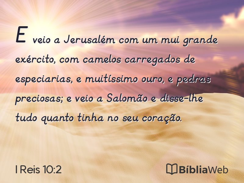 I Reis 10:2 em imagem para compartilhar