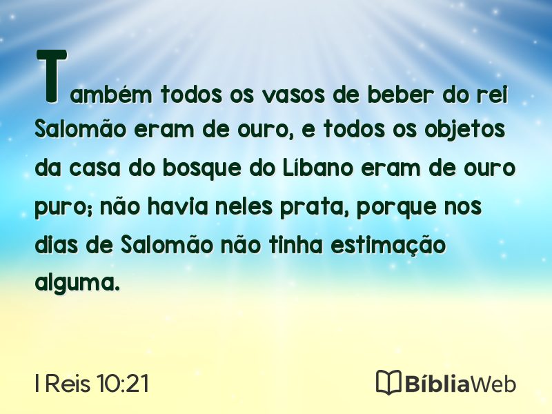I Reis 10:21 em imagem para compartilhar