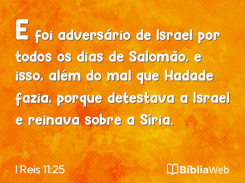 I Reis 11:25 em imagem para compartilhar