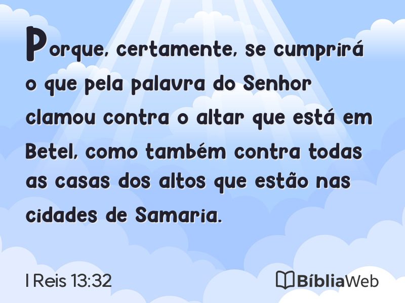 I Reis 13:32 em imagem para compartilhar