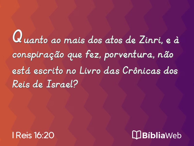 I Reis 16:20 em imagem para compartilhar