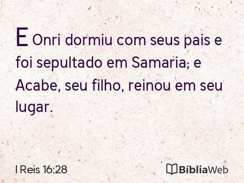 I Reis 16:28 em imagem para compartilhar