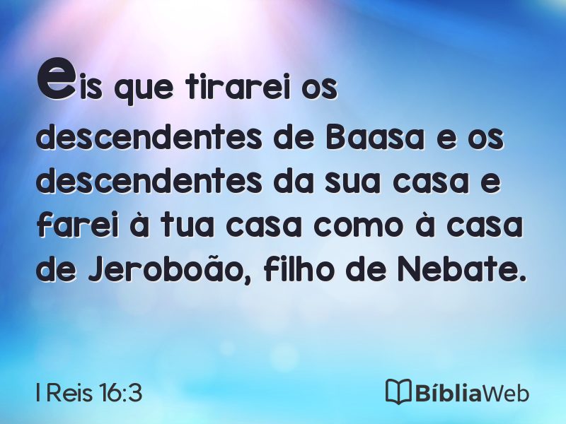 I Reis 16:3 em imagem para compartilhar