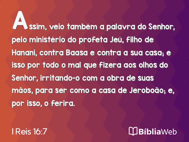 I Reis 16:7 em imagem para compartilhar