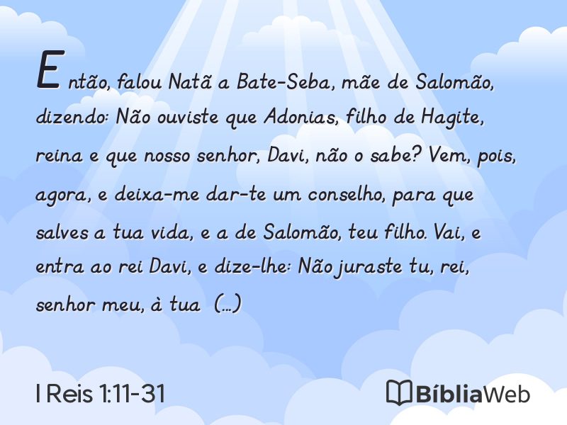I Reis 1:11-31 em imagem para compartilhar